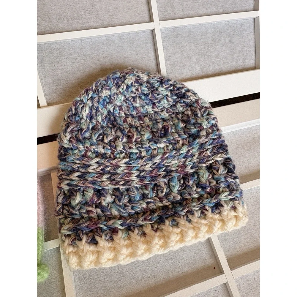 3 Hand‎ knitted Crotcheted Baby Caps/ Hats Cupcake Strawberry & Beanie